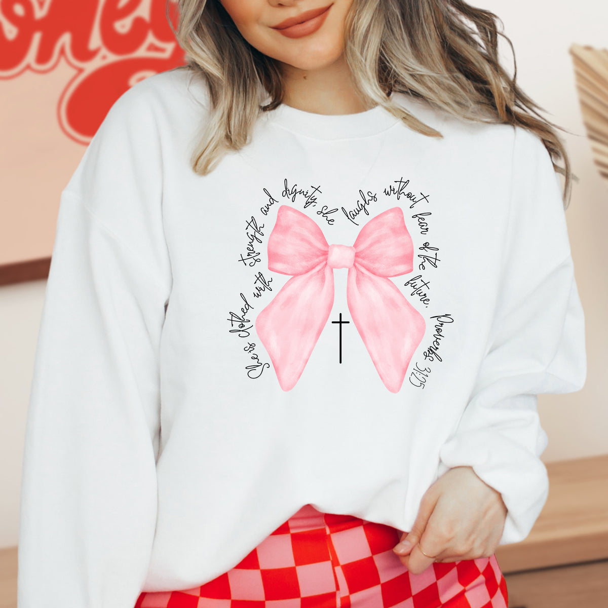 Bow Verse Light Pink - Crewneck Sweatshirt