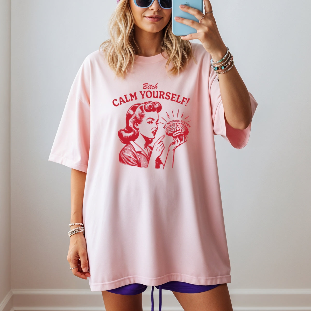 B Calm Yourself Printed Comfort Colors T-Shirt 