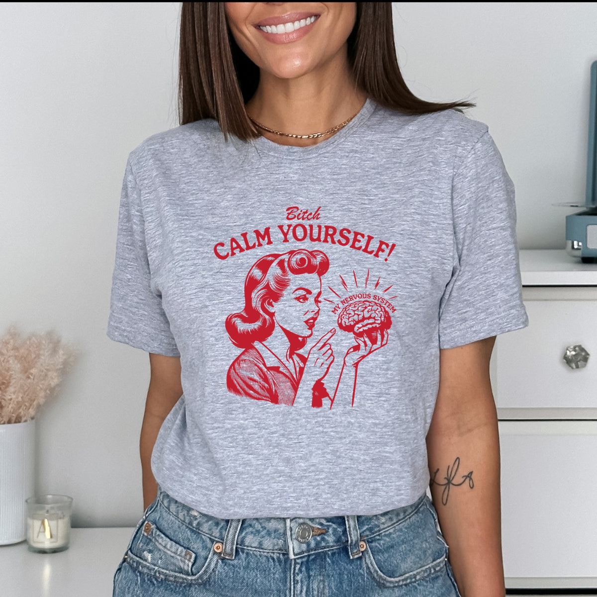 B Calm Yourself Printed Softstyle T-Shirt