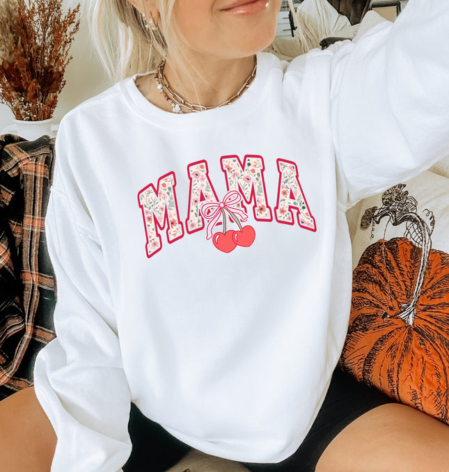 Mama Cherry Bow  - Adult Crewneck Sweatshirt