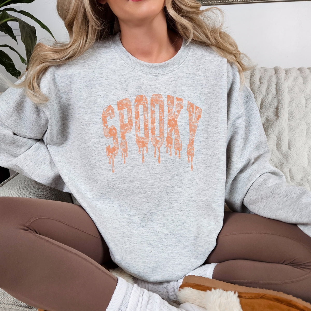 Spooky Printed Crewneck Sweatshirt
