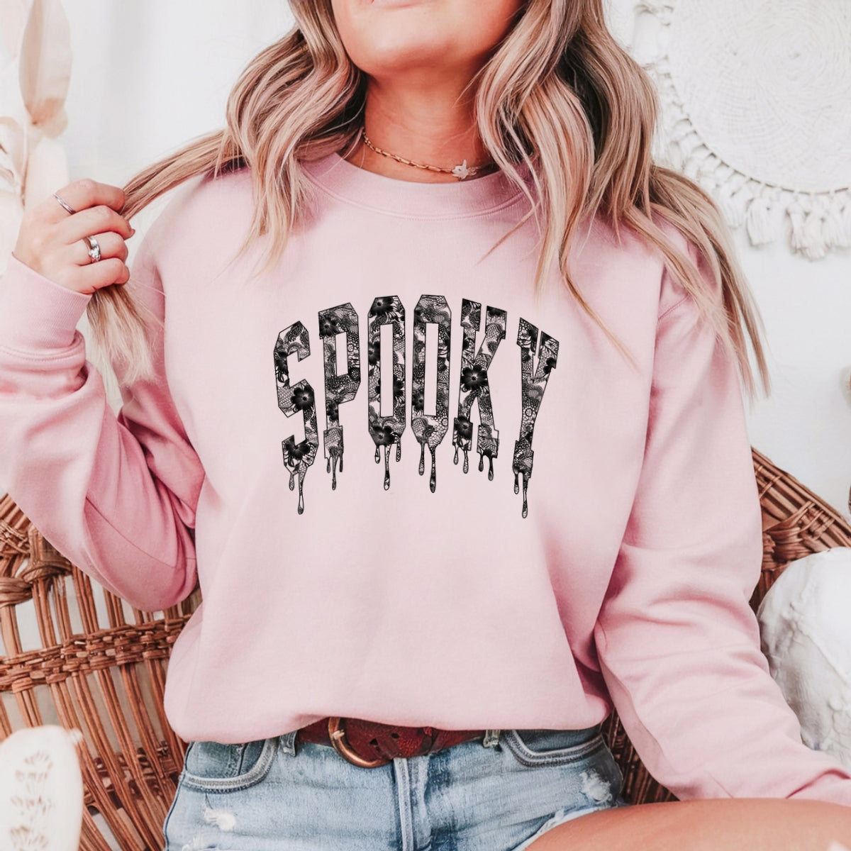 Spooky Printed Crewneck Sweatshirt
