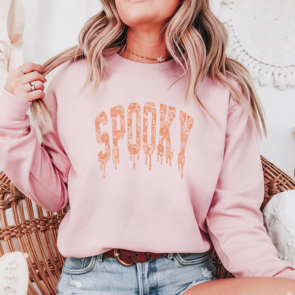 Spooky Printed Crewneck Sweatshirt