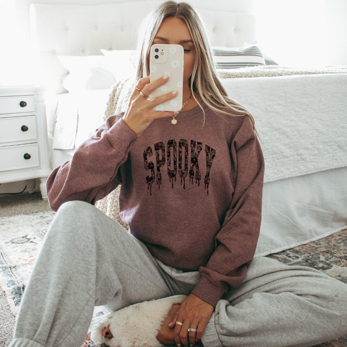 Spooky Printed Crewneck Sweatshirt