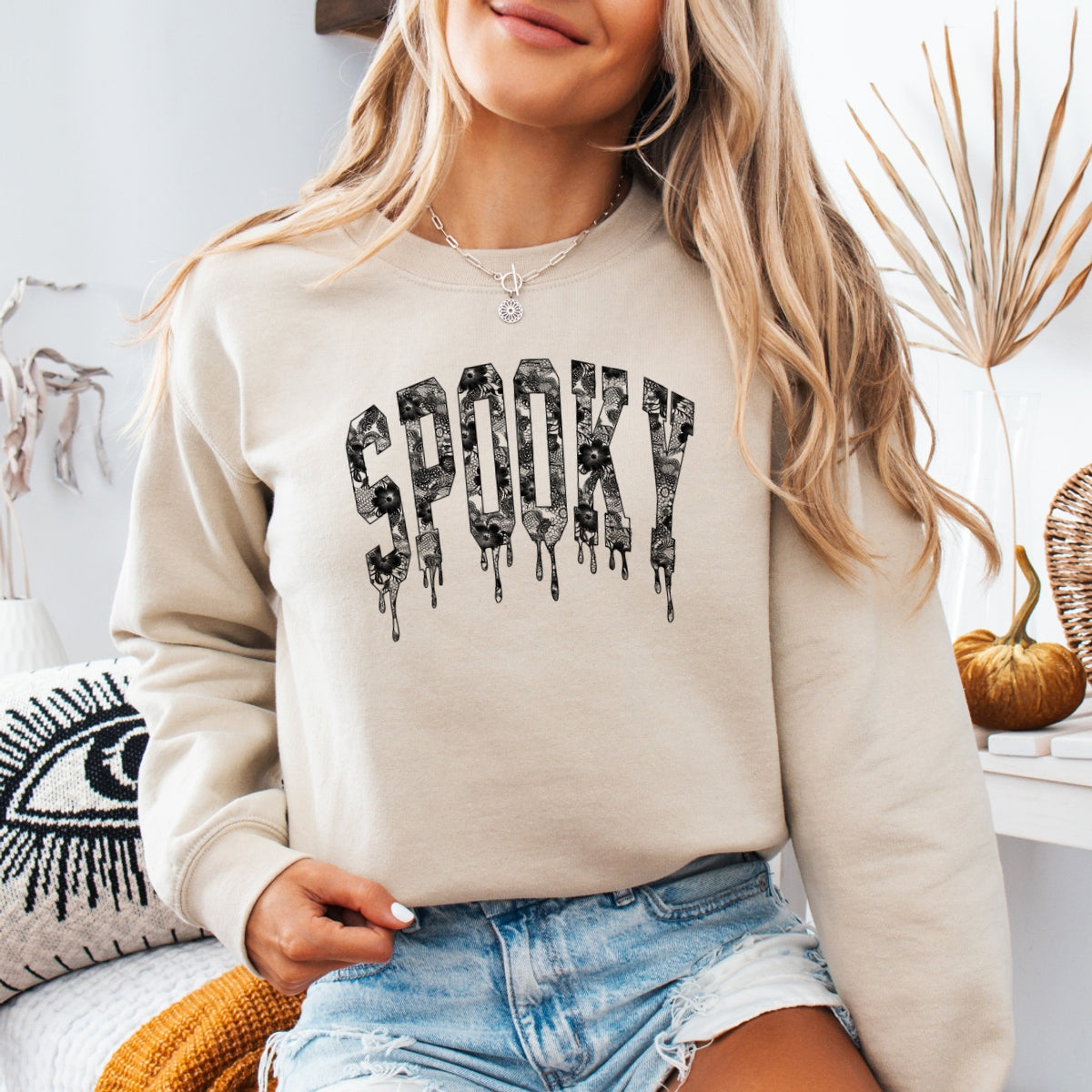 Spooky Printed Crewneck Sweatshirt
