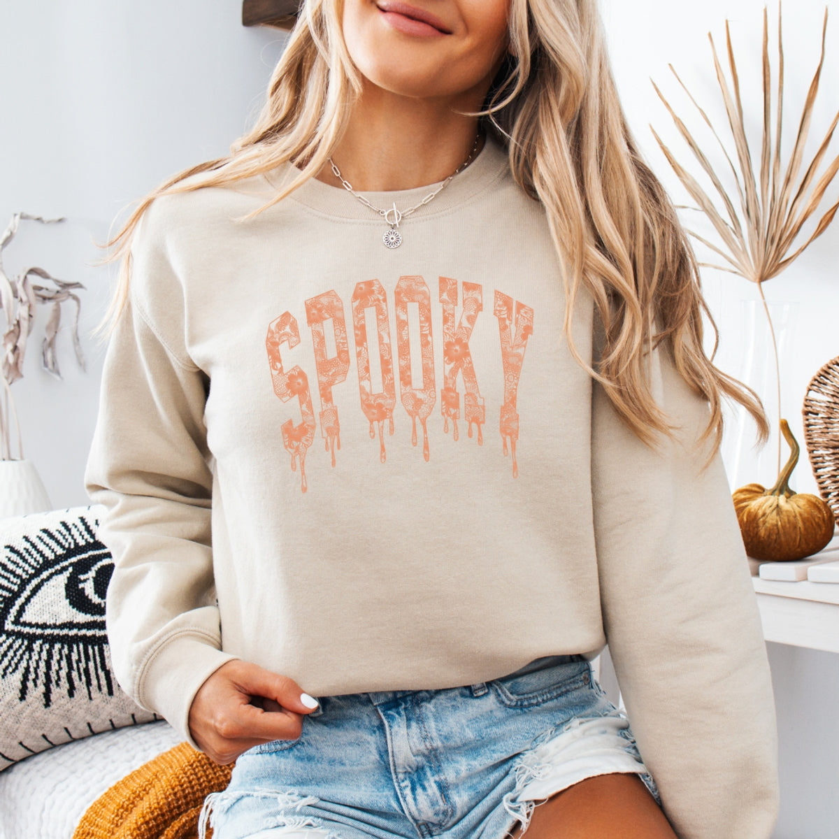 Spooky Printed Crewneck Sweatshirt