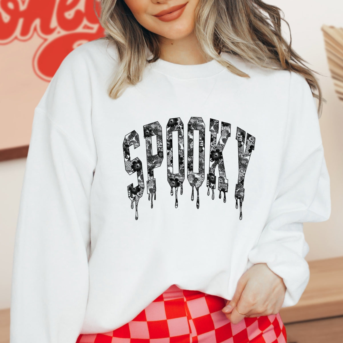 Spooky Printed Crewneck Sweatshirt