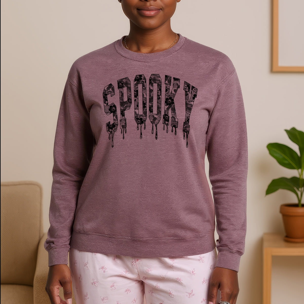 Spooky Printed Crewneck Sweatshirt