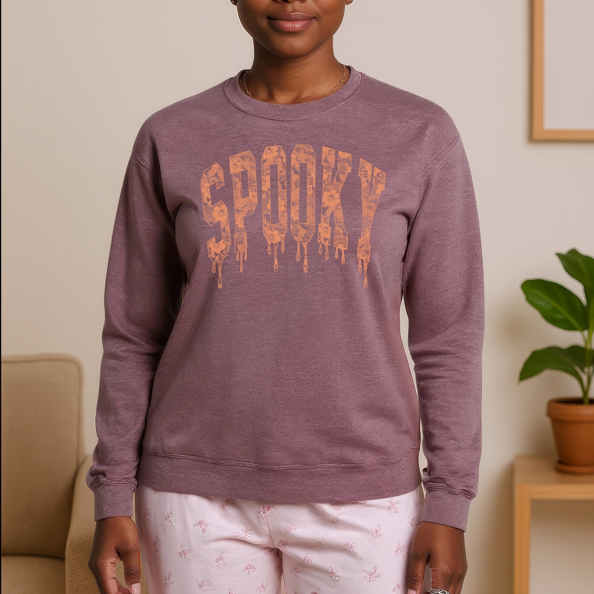 Spooky Printed Crewneck Sweatshirt