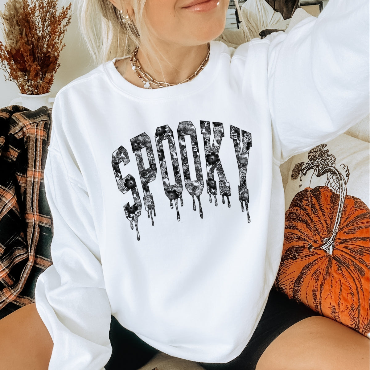 Spooky Printed Crewneck Sweatshirt