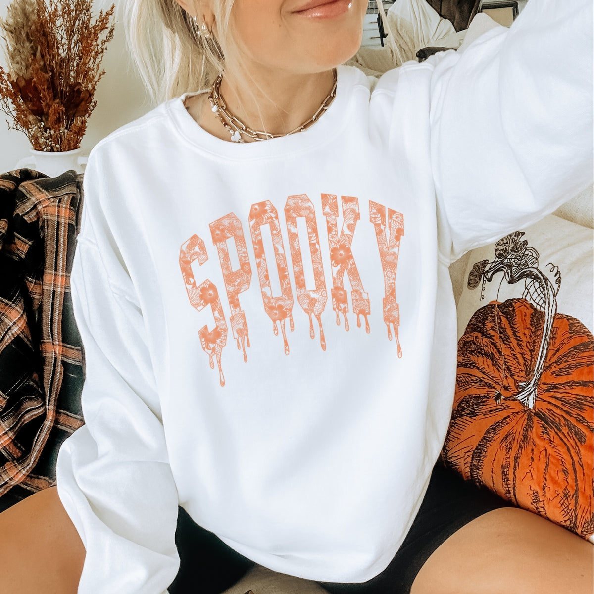Spooky Printed Crewneck Sweatshirt
