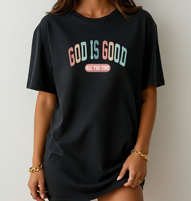 God Is Good All The Time Printed Tee – Religious Faith Shirt, Daily Praise Quote, Unique God Is Good Tee - Softstyle 100% Cotton T-Shirt – Comfy Unisex Fit, Premium Quality Tee