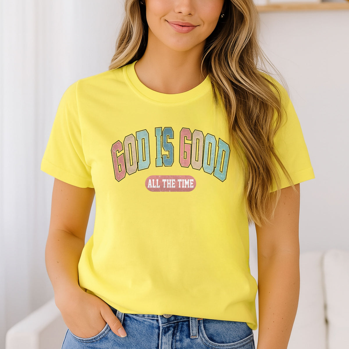 God Is Good All The Time Printed Tee – Religious Faith Shirt, Daily Praise Quote, Unique God Is Good Tee - Softstyle 100% Cotton T-Shirt – Comfy Unisex Fit, Premium Quality Tee
