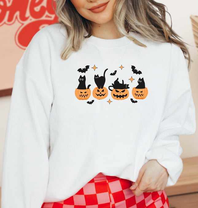 Black Cat Pumpkin - Adult Crewneck Sweatshirt