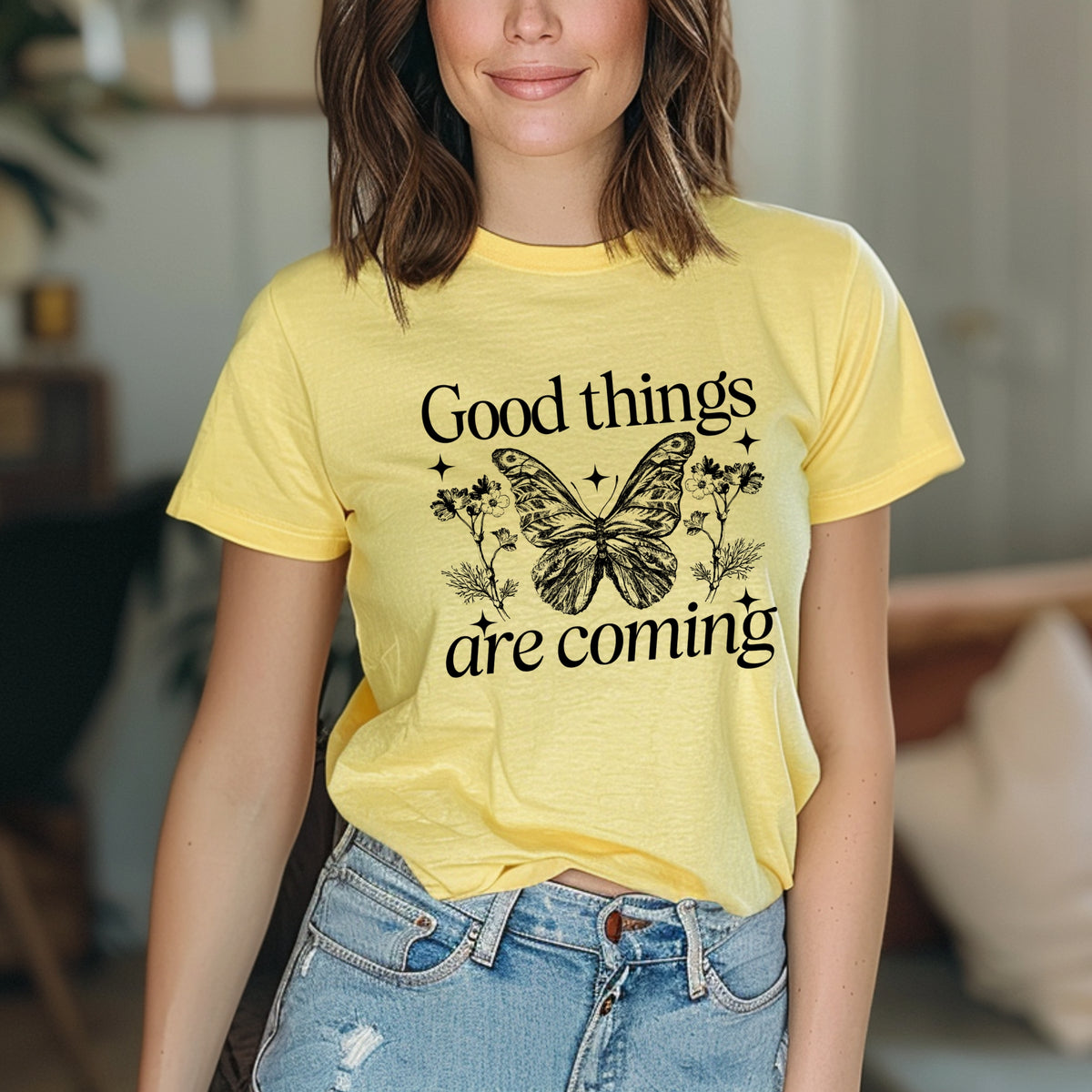 Good Things Are Coming Printed Shirt – Good Vibes Only Tee, Hope and Healing Quote, Inspirational Gift Tee - Softstyle 100% Cotton T-Shirt – Comfy Unisex Fit, Premium Quality Tee