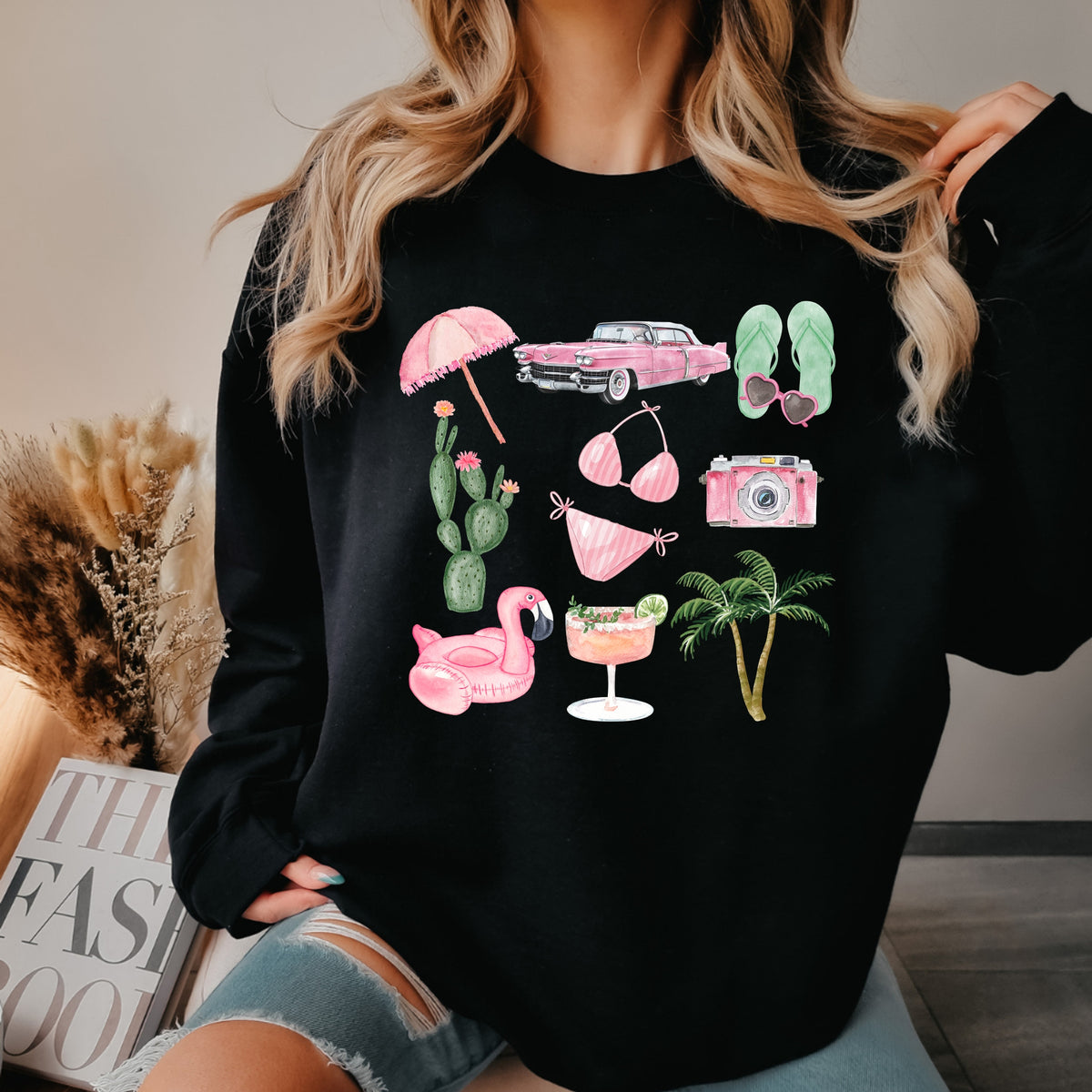 Palm Spring Collage - Adult Crewneck Sweatshirt
