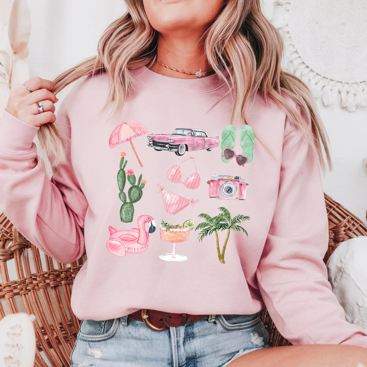 Palm Spring Collage - Adult Crewneck Sweatshirt
