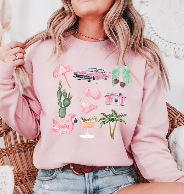 Palm Spring Collage - Adult Crewneck Sweatshirt