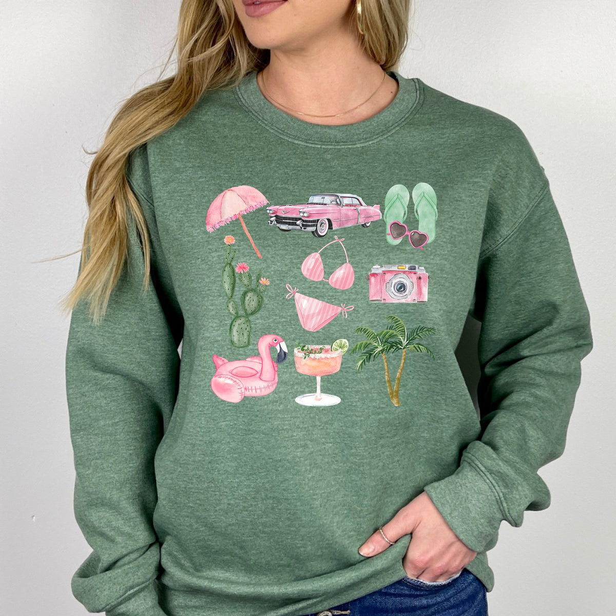 Palm Spring Collage - Adult Crewneck Sweatshirt