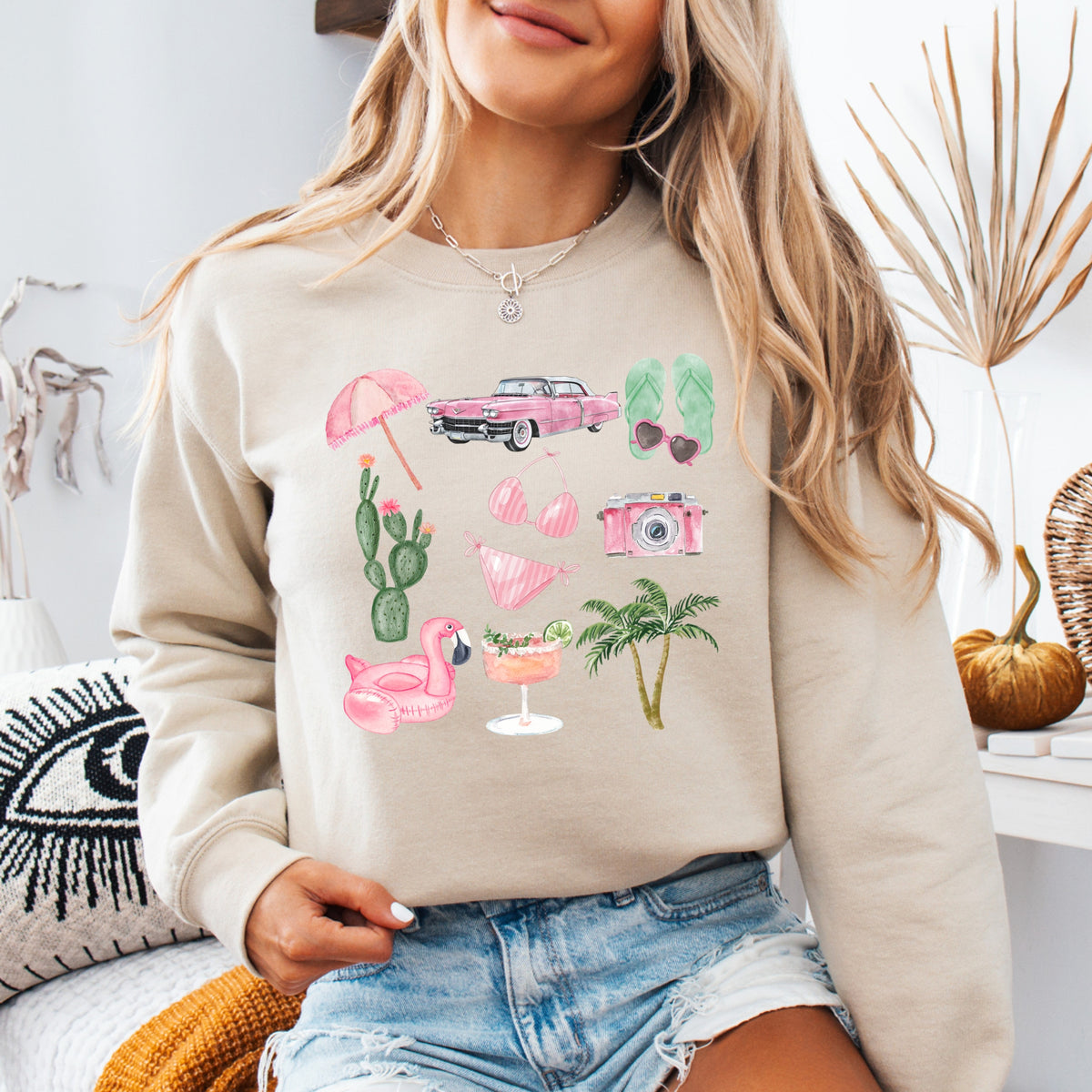 Palm Spring Collage - Adult Crewneck Sweatshirt