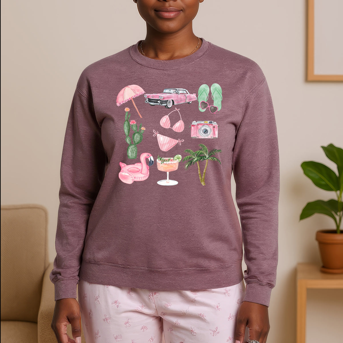 Palm Spring Collage - Adult Crewneck Sweatshirt