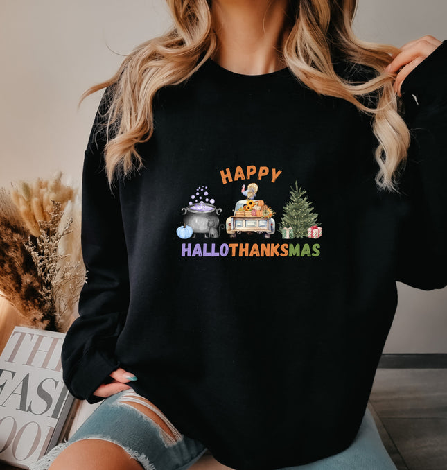 Happy HalloThanksMas - Adult Crewneck Sweatshirt