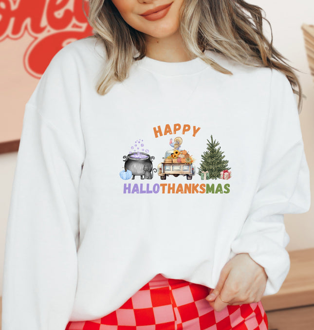 Happy HalloThanksMas - Adult Crewneck Sweatshirt