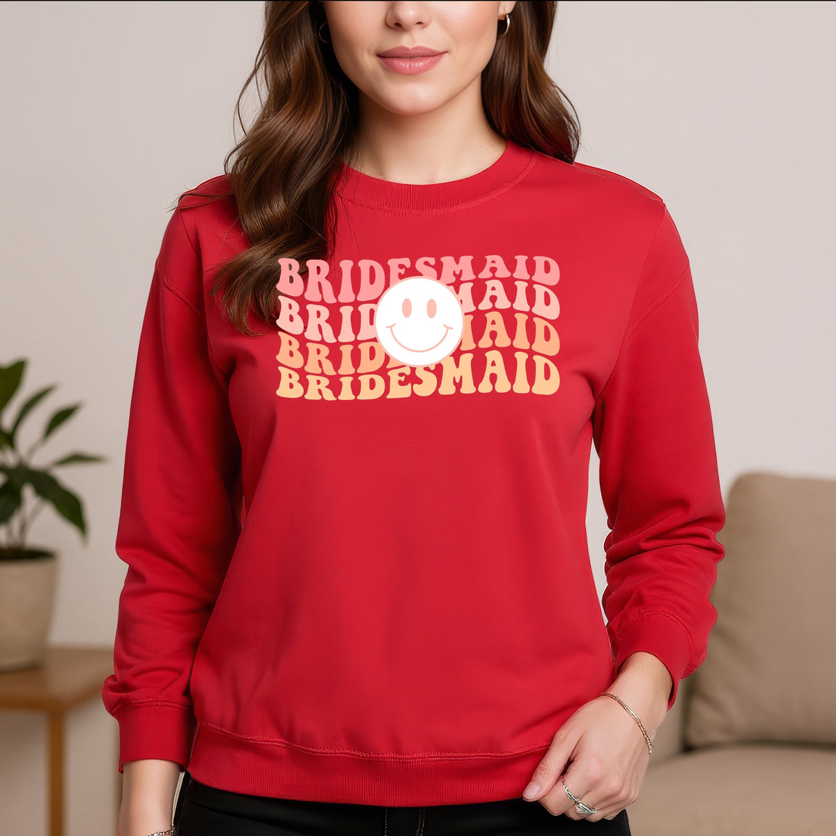 Bridesmaid Printed Crewneck Sweatshirt
