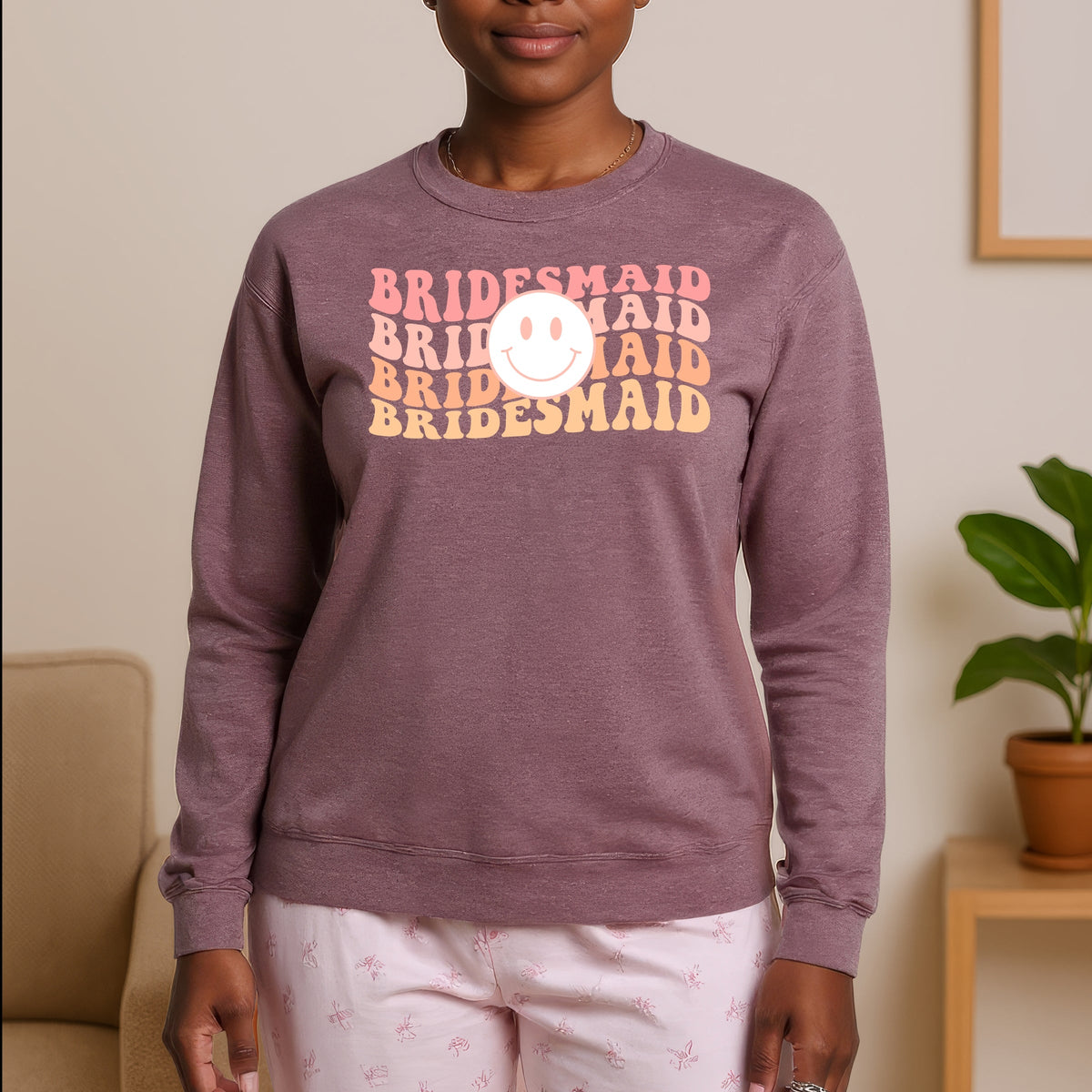 Bridesmaid Printed Crewneck Sweatshirt