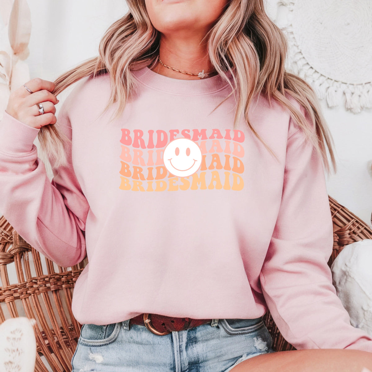 Bridesmaid Printed Crewneck Sweatshirt