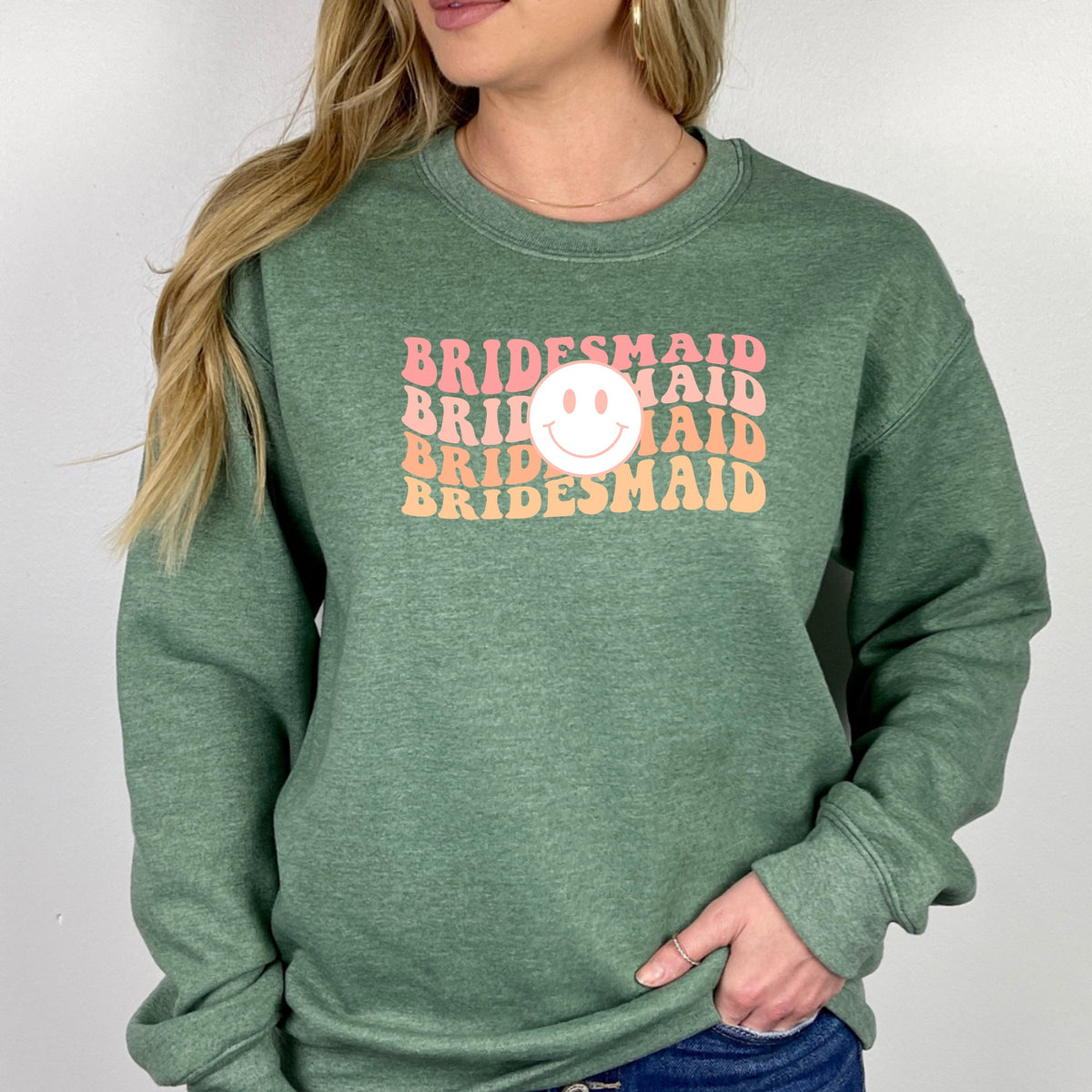 Bridesmaid Printed Crewneck Sweatshirt