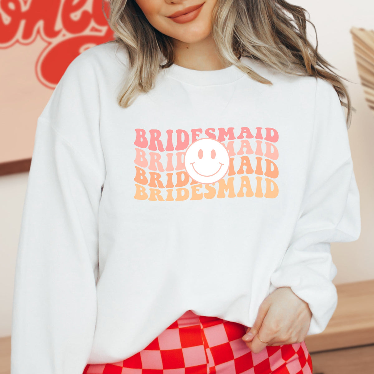 Bridesmaid Printed Crewneck Sweatshirt