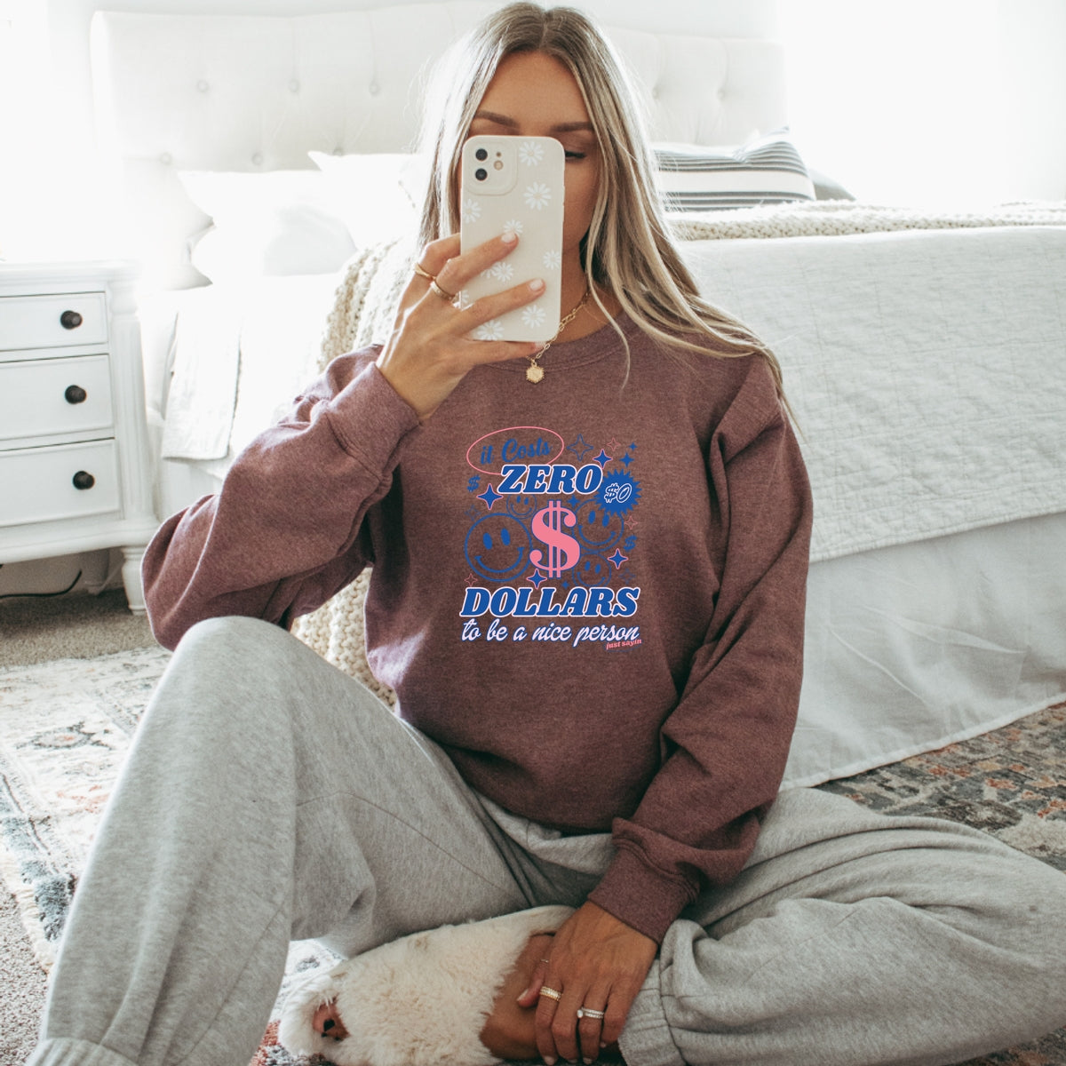 Be a Nice Person Printed Crewneck Sweatshirt