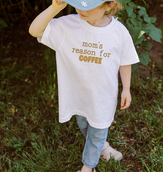 Mom’s Reason for Coffee – Funny Mom Shirt, Gift for Coffee Lovers, Motherhood Tee - Youth Comfort Colors T-shirt
