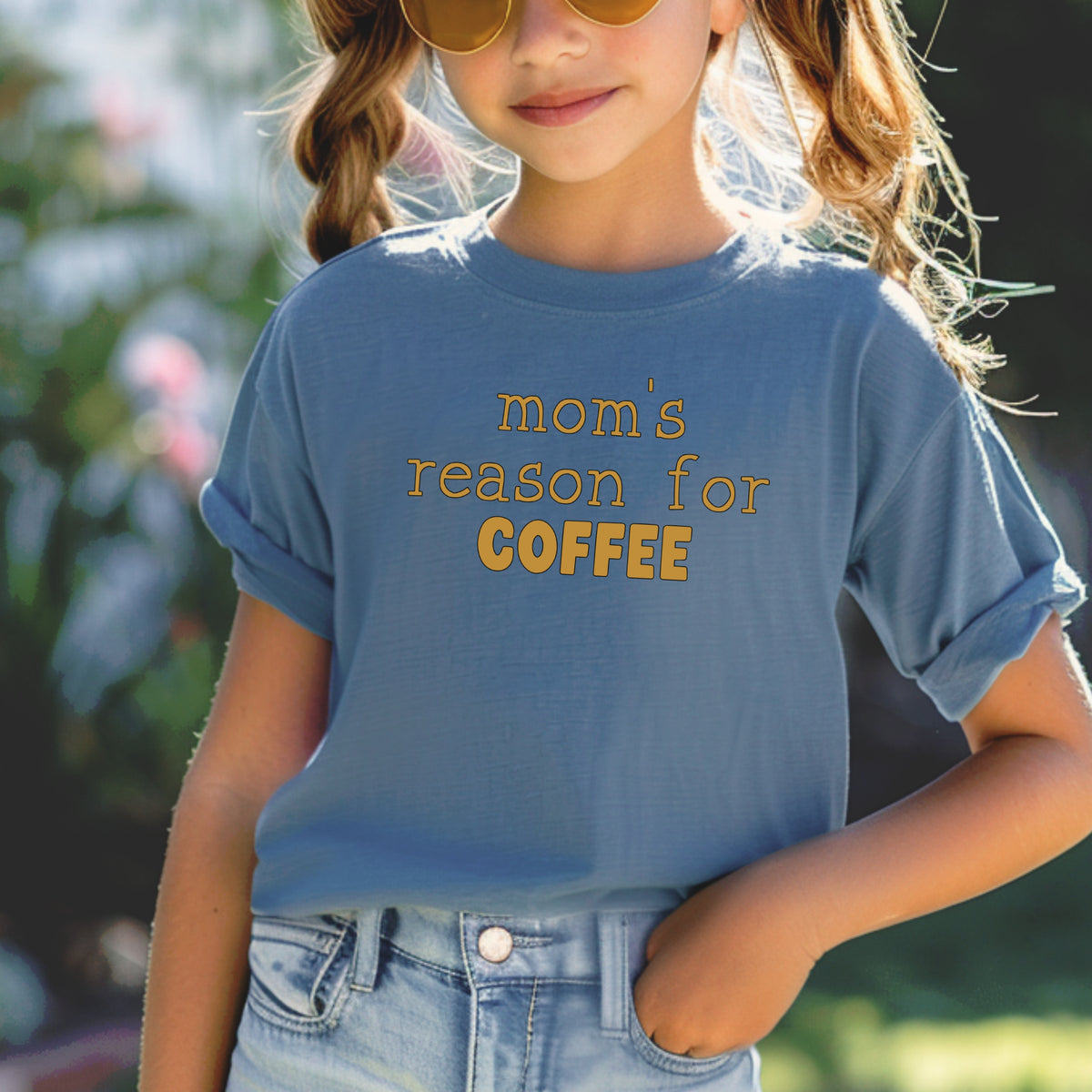 Mom’s Reason for Coffee – Funny Mom Shirt, Gift for Coffee Lovers, Motherhood Tee - Youth Comfort Colors T-shirt