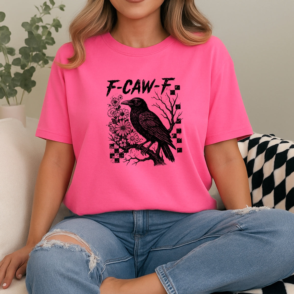 F-Caw-F funny Halloween humor  Printed Comfort Colors T-Shirt 