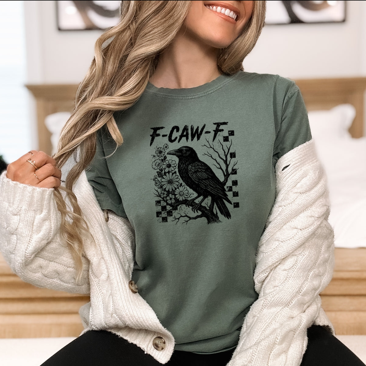 F-Caw-F funny Halloween humor  Printed Comfort Colors T-Shirt 