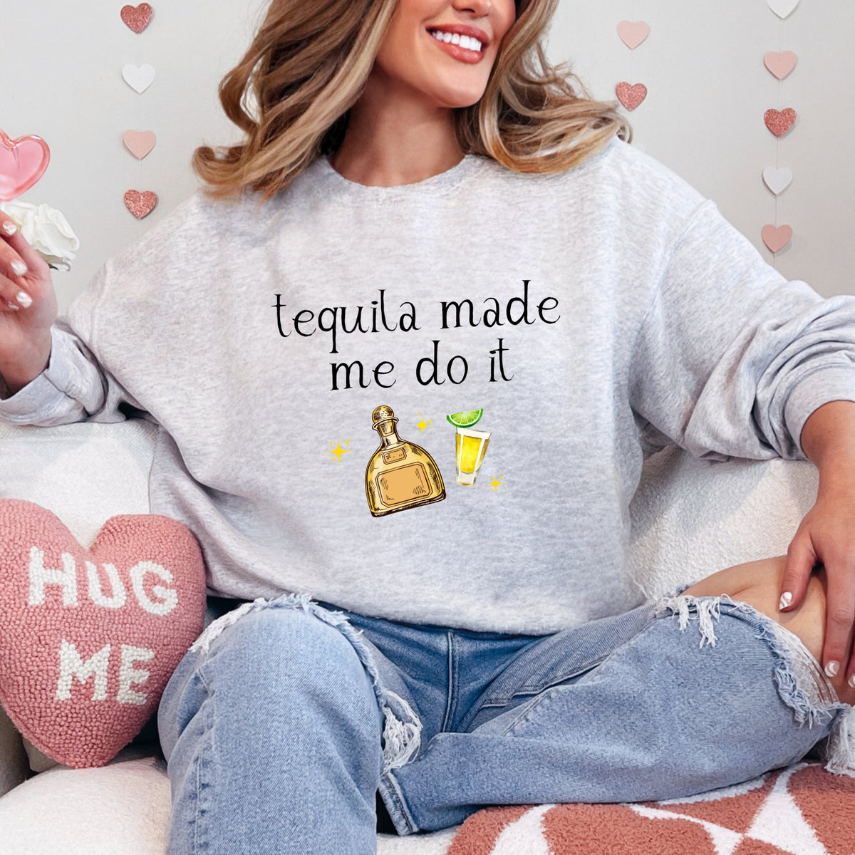Tequila Made Me Do It - Adult Crewneck Sweatshirt