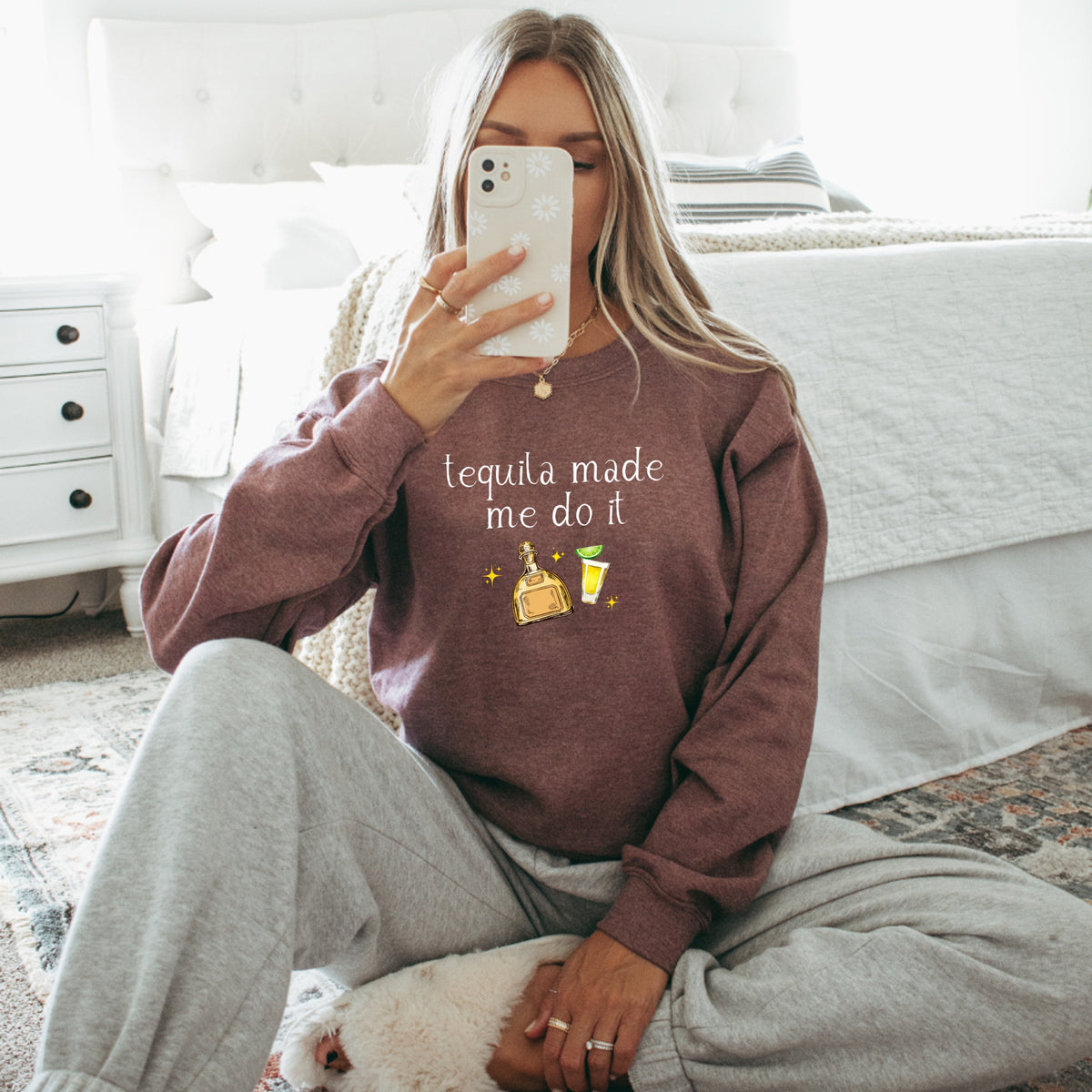 Tequila Made Me Do It - Adult Crewneck Sweatshirt