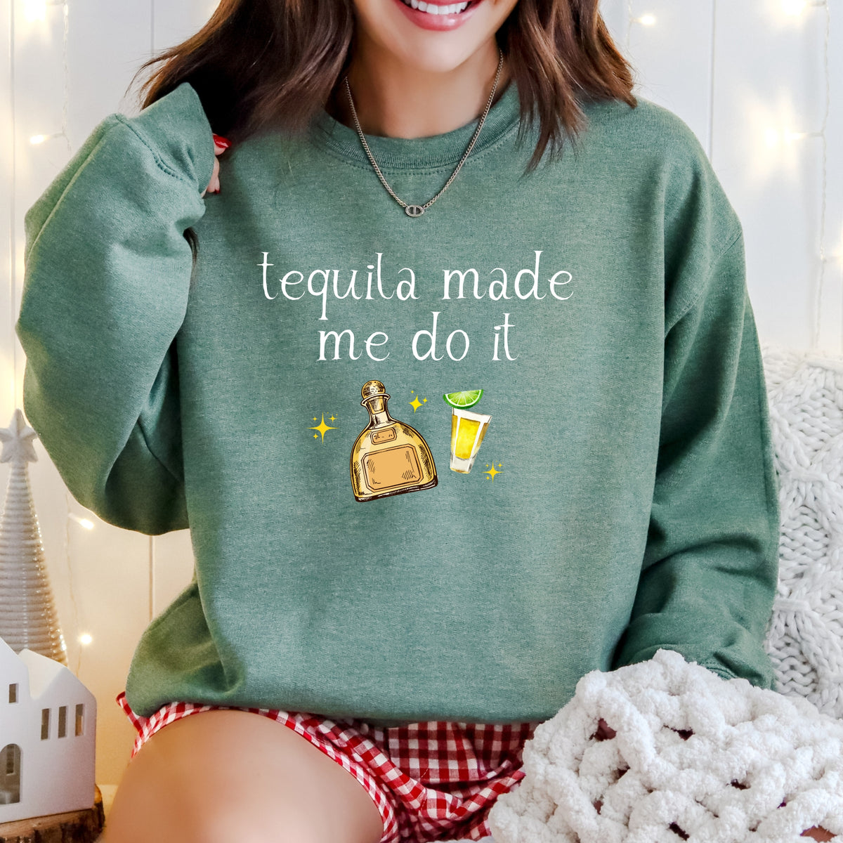 Tequila Made Me Do It - Adult Crewneck Sweatshirt