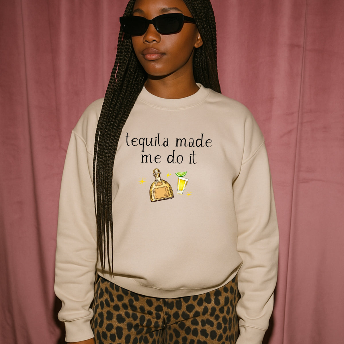 Tequila Made Me Do It - Adult Crewneck Sweatshirt