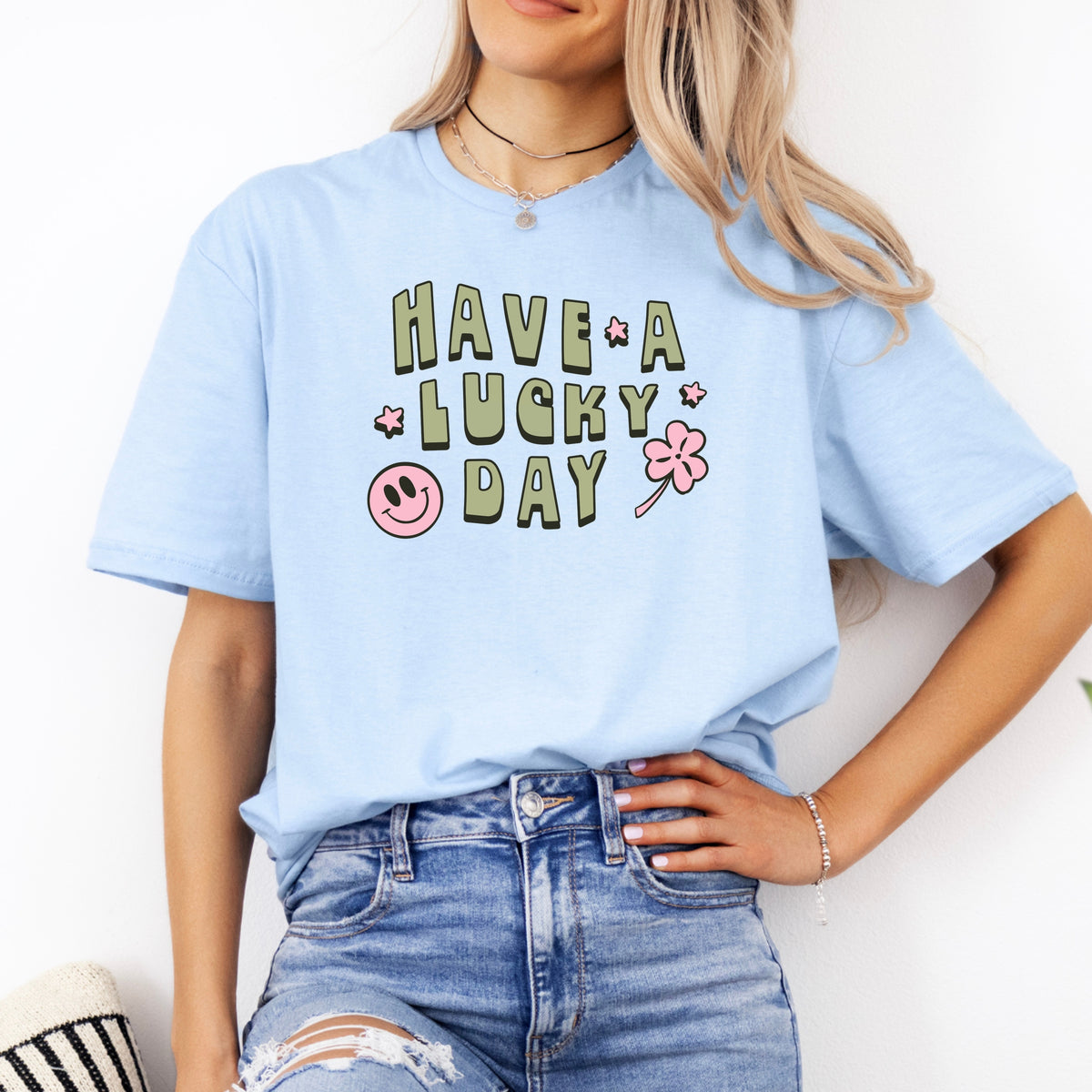 Have A Lucky Day Printed Tee – Aesthetic Motivational Shirt, Positive Message Graphic Tee, Lucky Day Gift Idea - Softstyle 100% Cotton T-Shirt – Comfy Unisex Fit, Premium Quality Tee