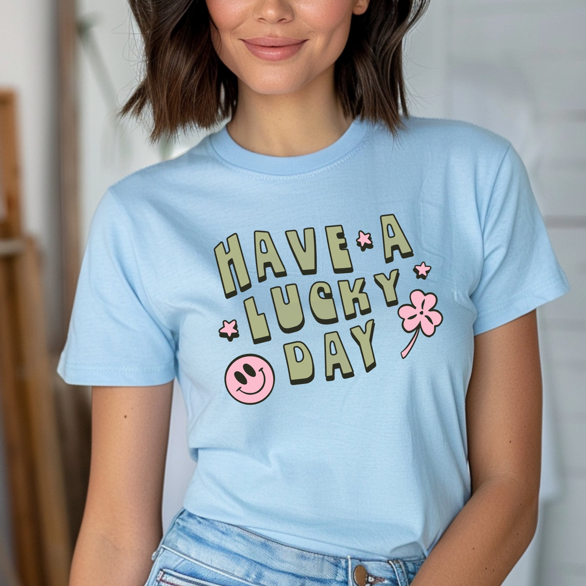 Have A Lucky Day Printed Tee – Aesthetic Motivational Shirt, Positive Message Graphic Tee, Lucky Day Gift Idea - Softstyle 100% Cotton T-Shirt – Comfy Unisex Fit, Premium Quality Tee