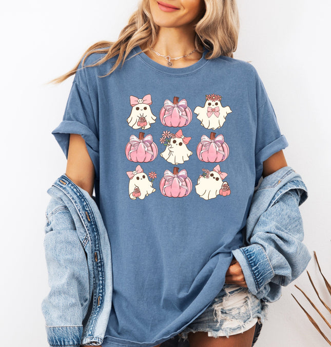 Imperial The Label Cute Pink Ghost Halloween Printed Comfort Colors T-Shirt 
