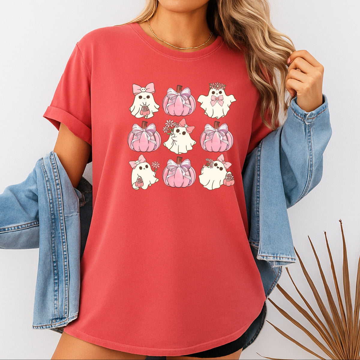 Imperial The Label Cute Pink Ghost Halloween Printed Comfort Colors T-Shirt 
