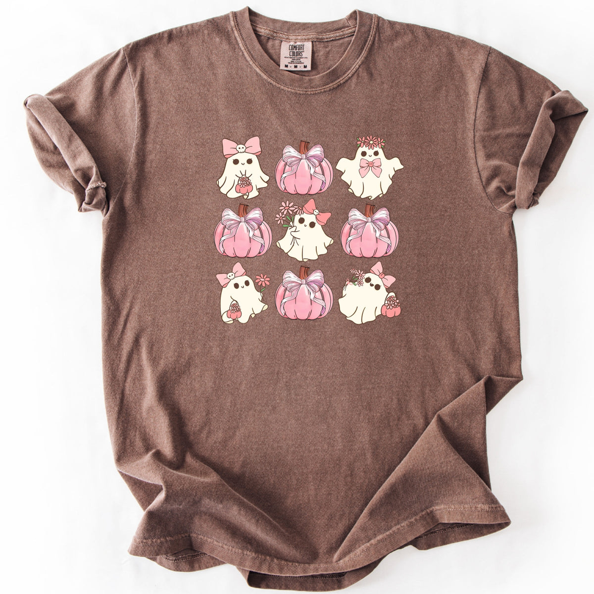 Imperial The Label Cute Pink Ghost Halloween Printed Comfort Colors T-Shirt 