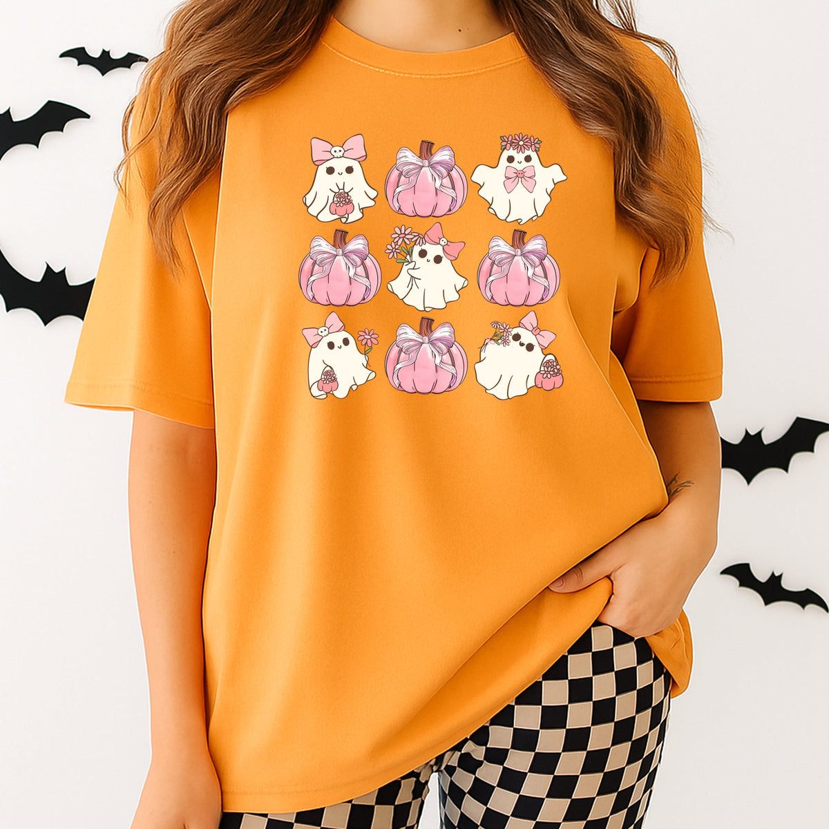 Imperial The Label Cute Pink Ghost Halloween Printed Comfort Colors T-Shirt 