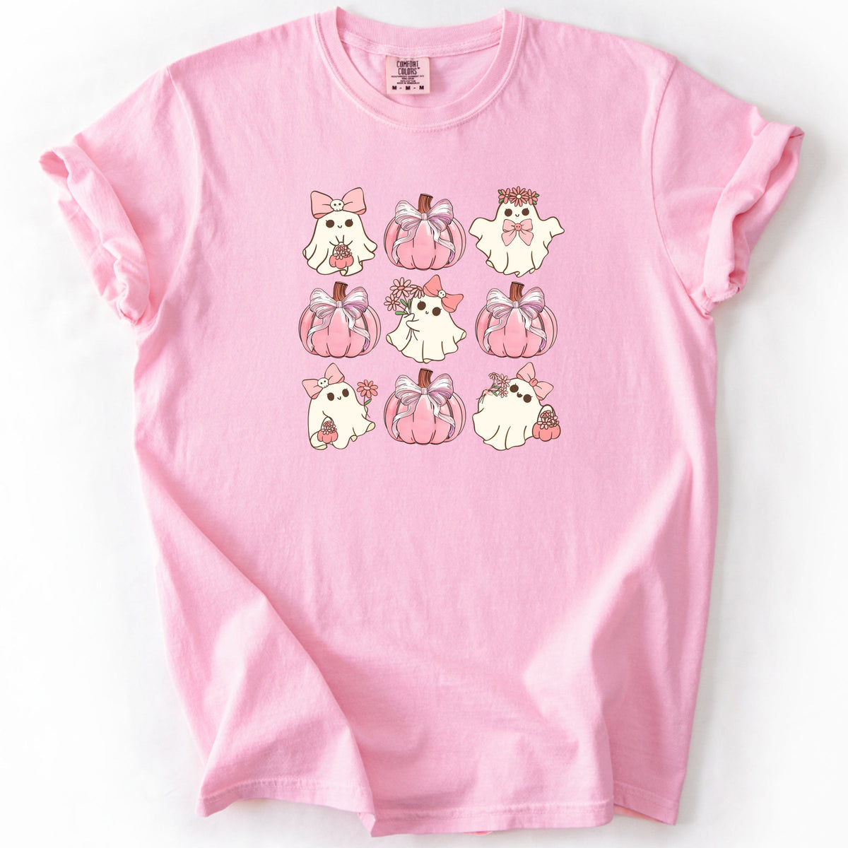 Imperial The Label Cute Pink Ghost Halloween Printed Comfort Colors T-Shirt 