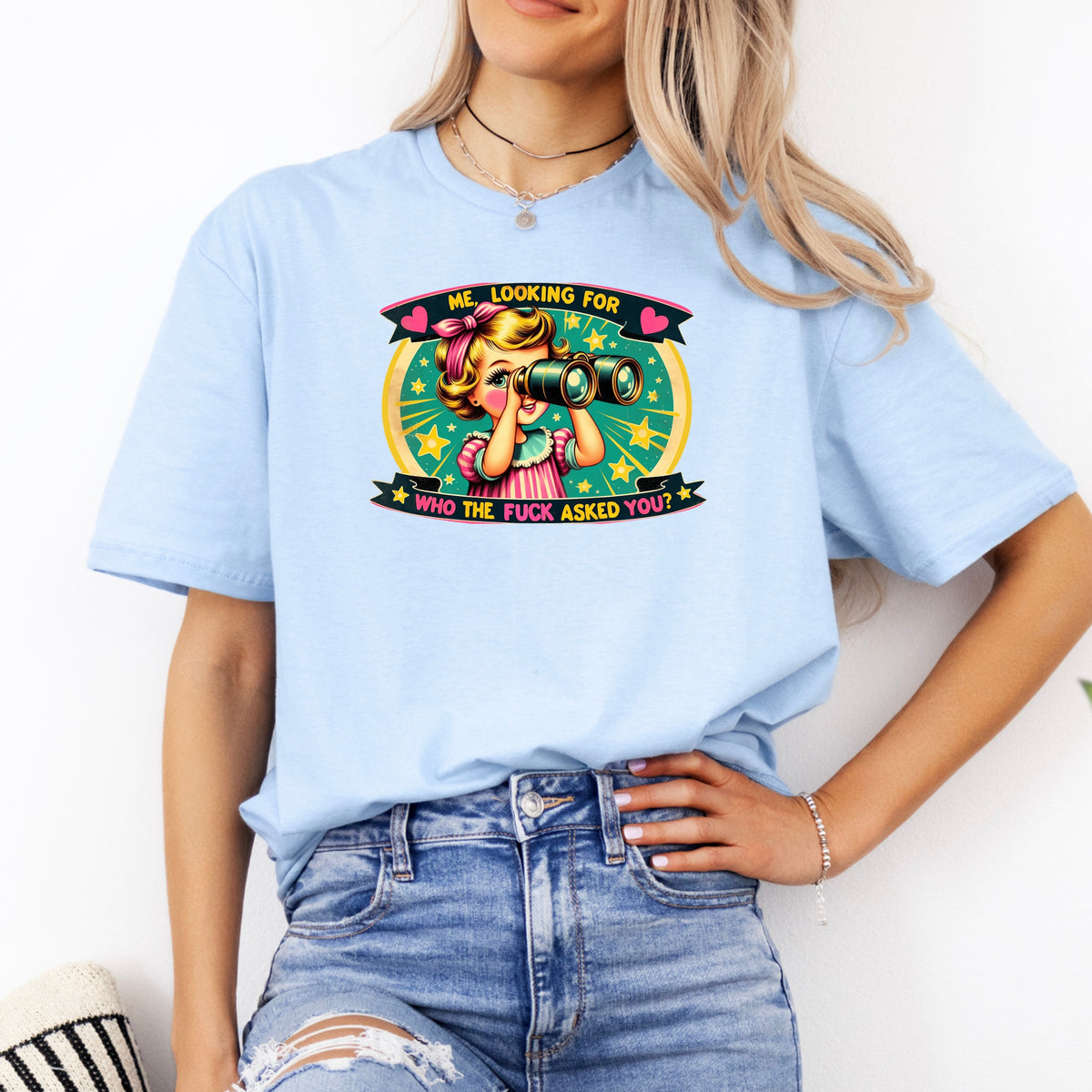 Me Looking For Who Asked You Graphic Tee - Savage Meme Shirt, Vintage-Inspired Humor, Witty Statement Top - Softstyle 100% Cotton T-Shirt – Comfy Unisex Fit, Premium Quality Tee