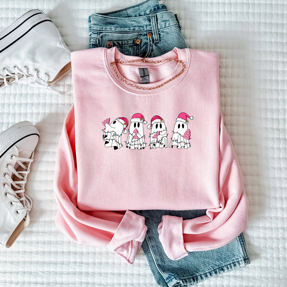 Imperial The Label Cute Christmas Ghosts Printed Crewneck Sweatshirt